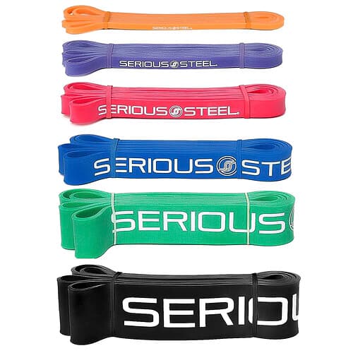 Serious Steel Fitness, 32 Inch Resistance Band, Complete Set, 6 Piece Set