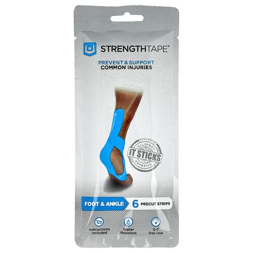 Strengthtape, Kinesiology Tape, Foot & Ankle, 6 Precut Strips