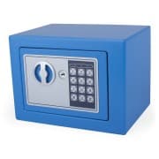Tresor Safe 23x17x17cm mit elektronischem Zahlenschloss für Tisch/Wandmontage blau