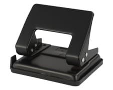 Premium Bürolocher mit Anschlagschiene für 20 Blatt Metallgehäuse, schwarz