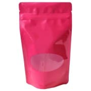 Standbodenbeutel PET pink glänzend, mit Fenster, 110x185x65mm, 250ml, 1000 Stk.