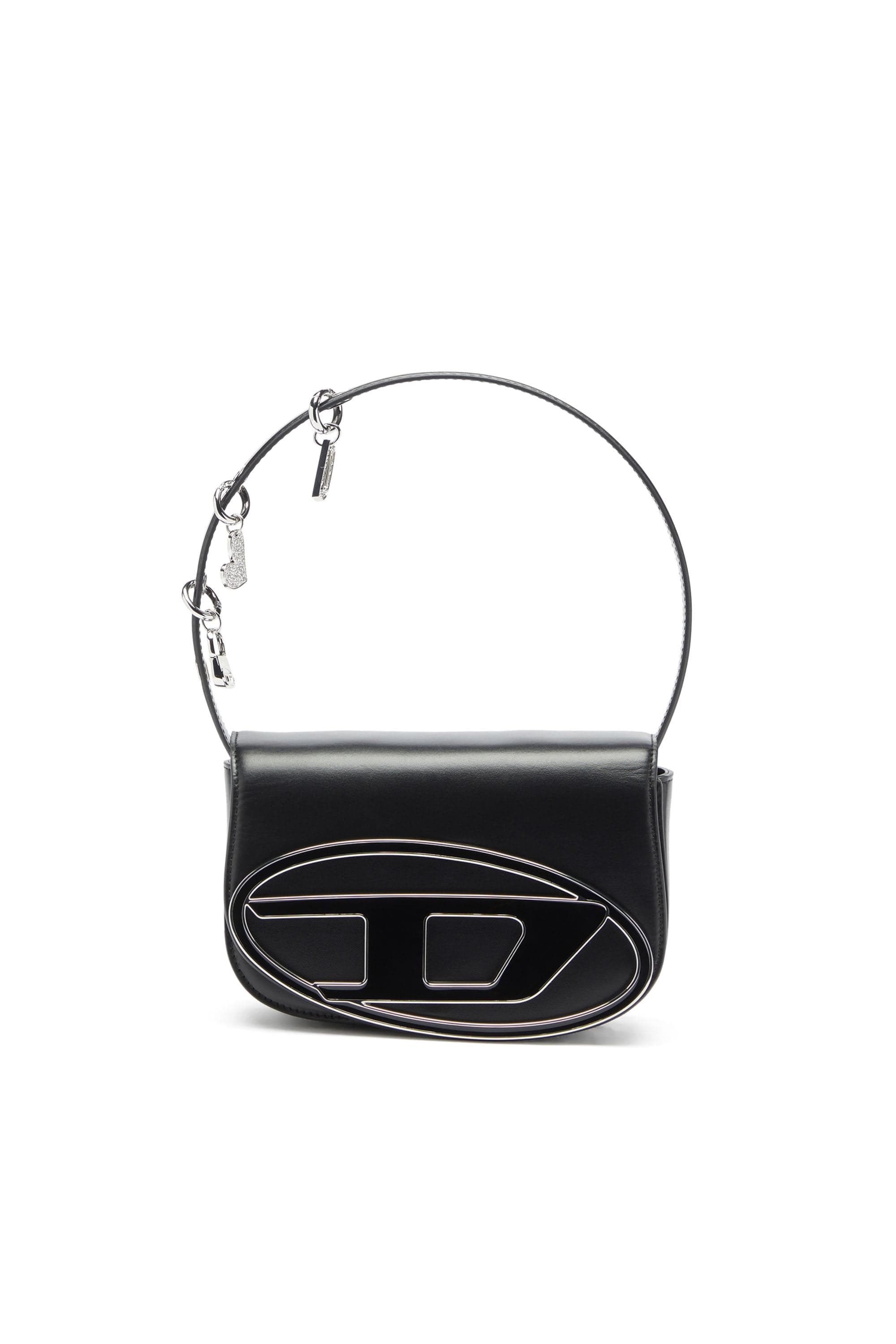 Diesel - 1DR - Ikonische Schultertasche aus Leder mit Henkel-Charms - Schultertaschen - Damen - Schwarz