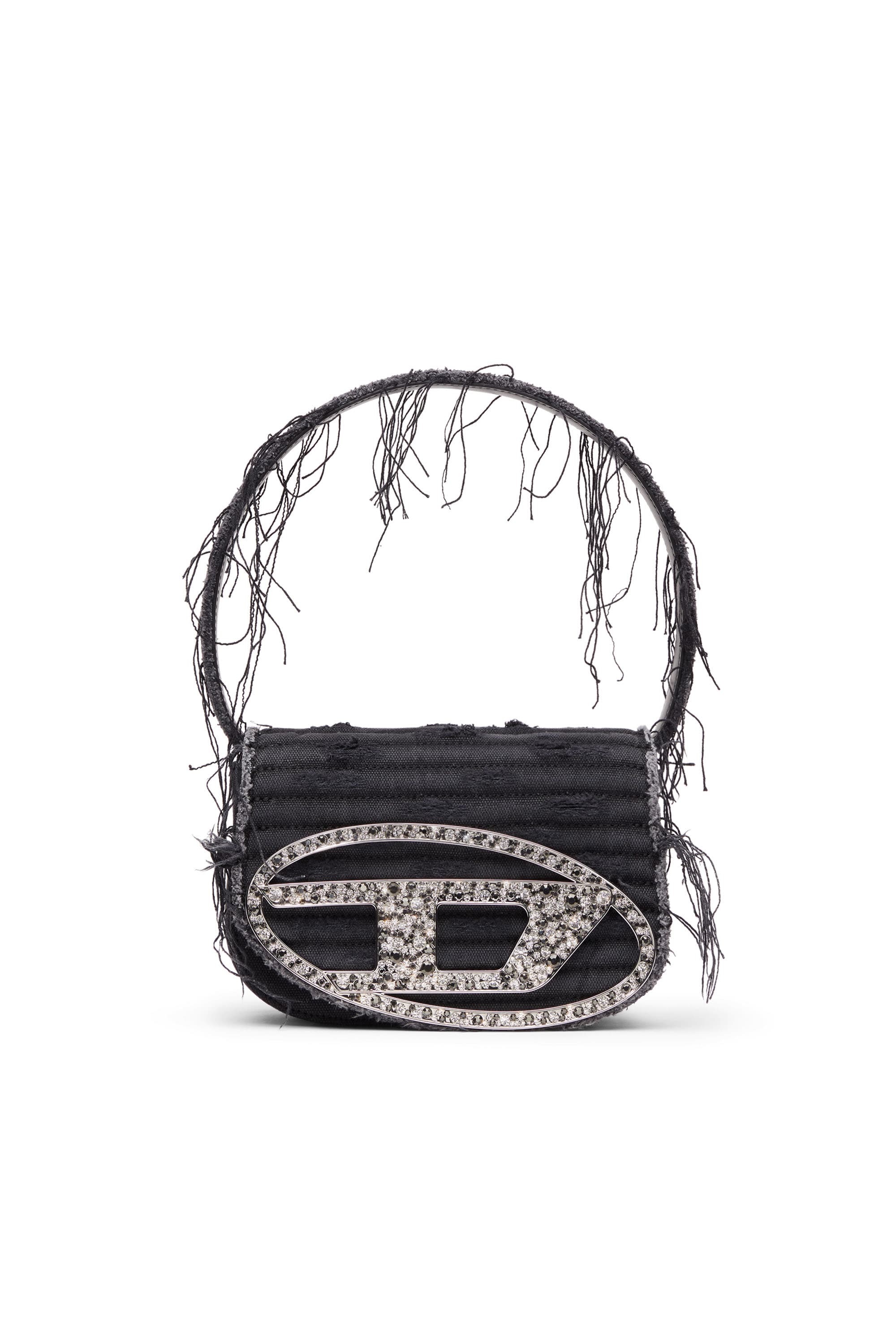 Diesel - 1DR-Ikonische Schultertasche aus Canvas und Leder - Schultertaschen - Damen - Schwarz