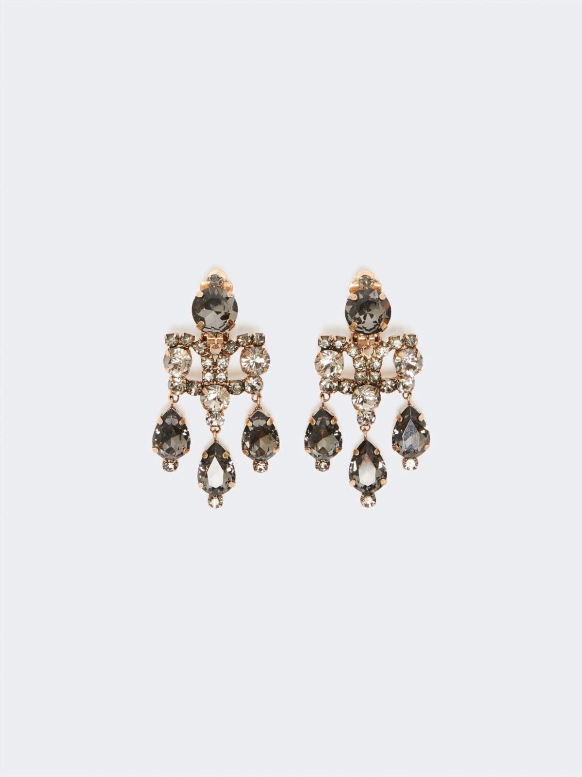 Max Mara Damen - Chandelier-Ohrringe mit Kristallen - Hellgrau