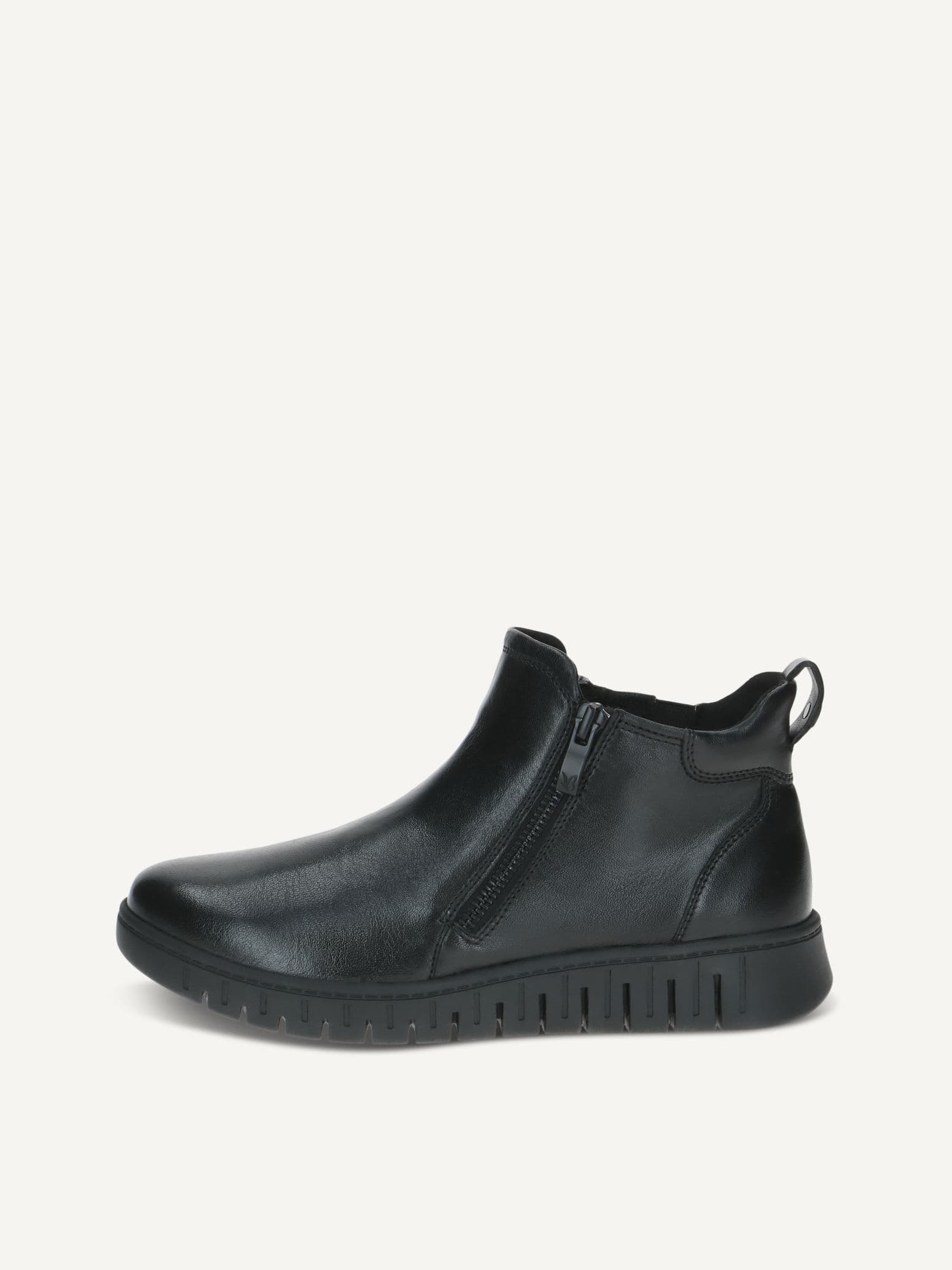 CAPRICE Stiefelette, schwarz, aus Leder ohne Absatz, Gr. 37