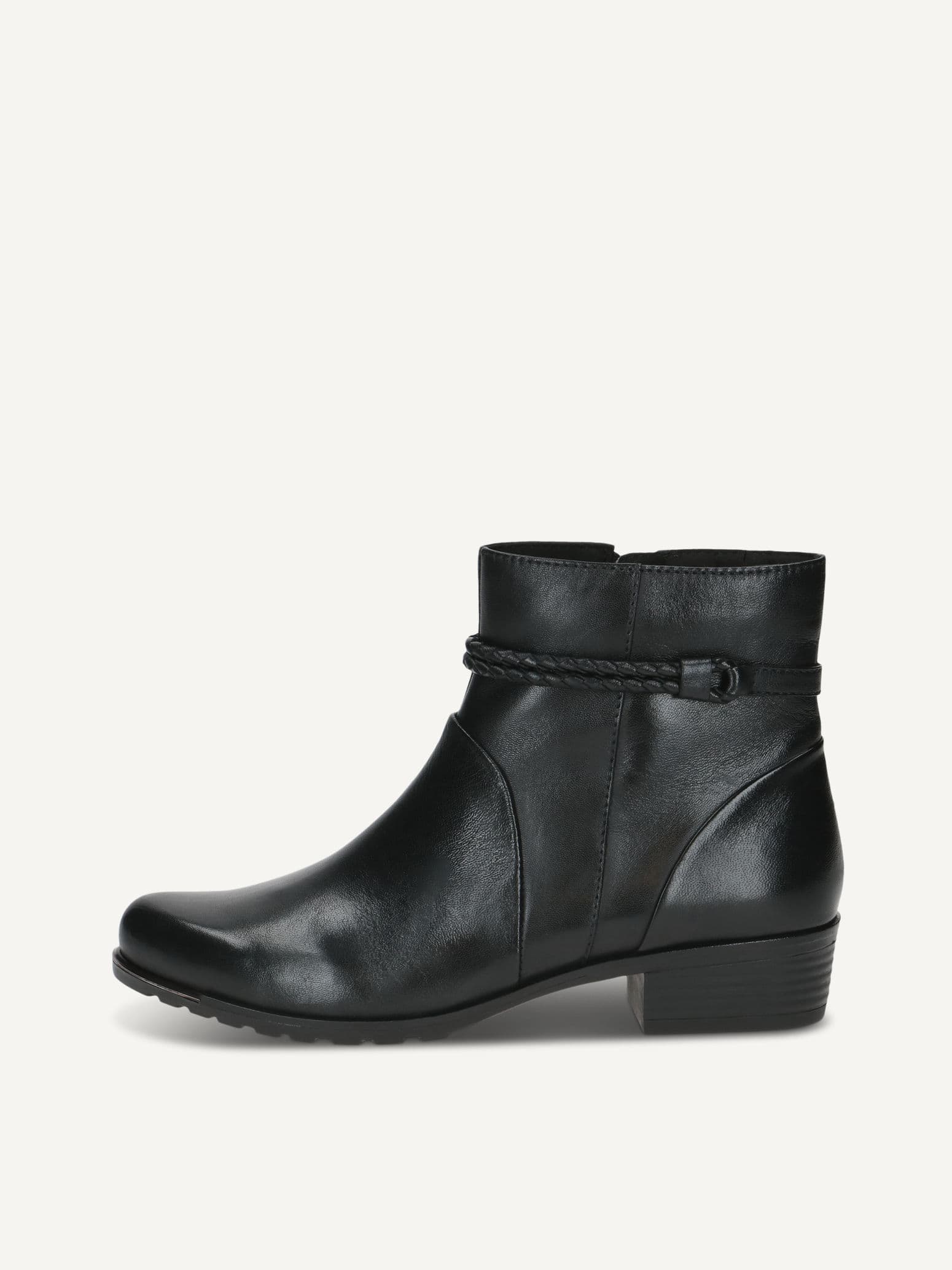 CAPRICE Stiefelette, schwarz, aus Leder mit Blockabsatz, Gr. 38.5
