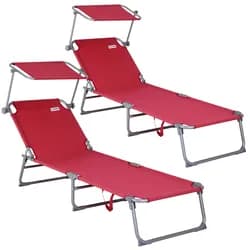 Gartenliege Hawaii 2er-Set Rot 190x60x30cm