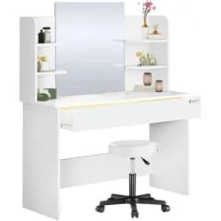 Schminktisch Lucia Weiß 140x110x40cm mit Rollhocker
