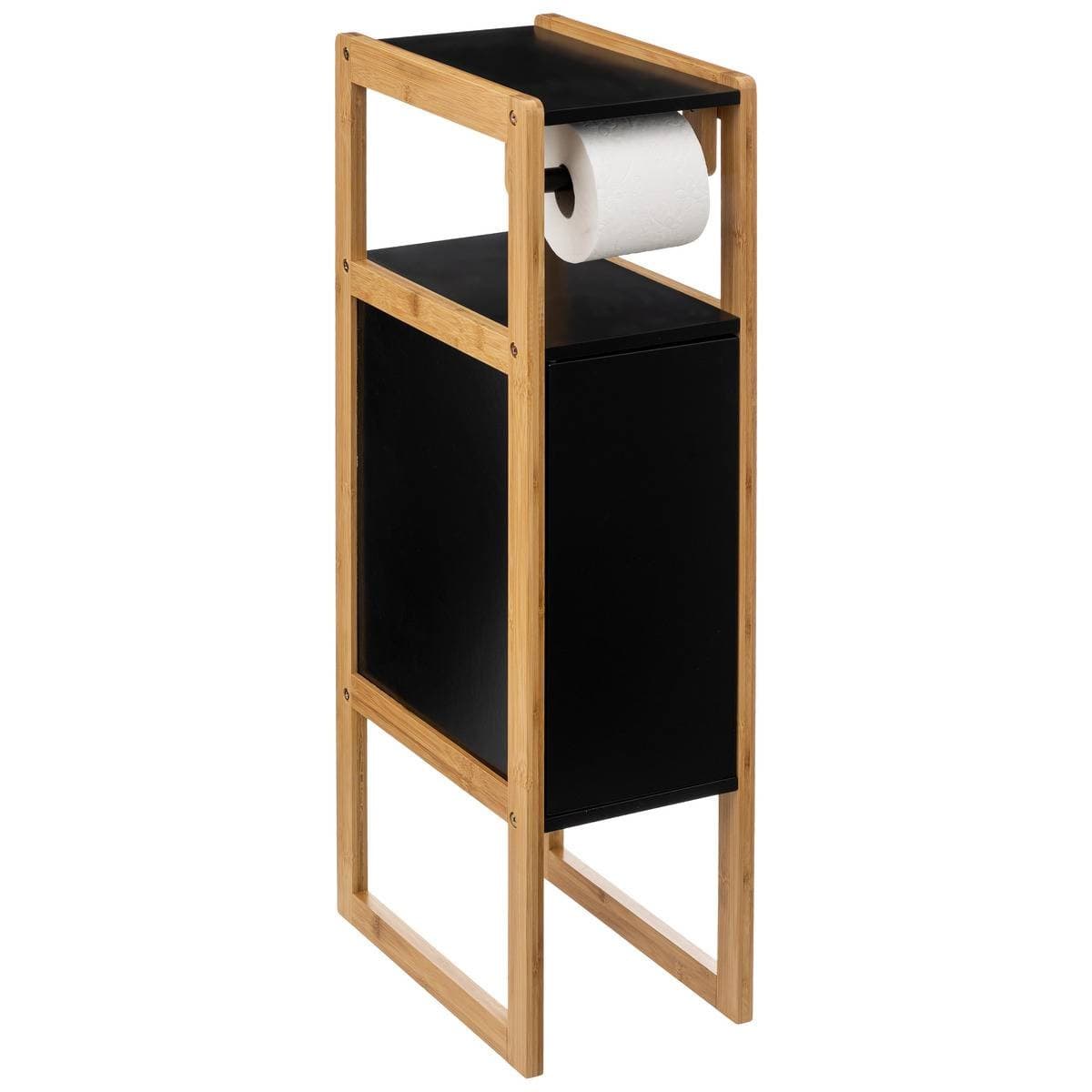 Support de Rouleau de Papier Toilette Armoire - Avec Rangement - Noir