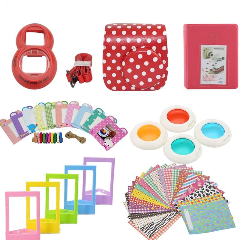 Jeu d'accessoires pour Fujifilm Instax Mini 8/9 - Dotted Rouge
