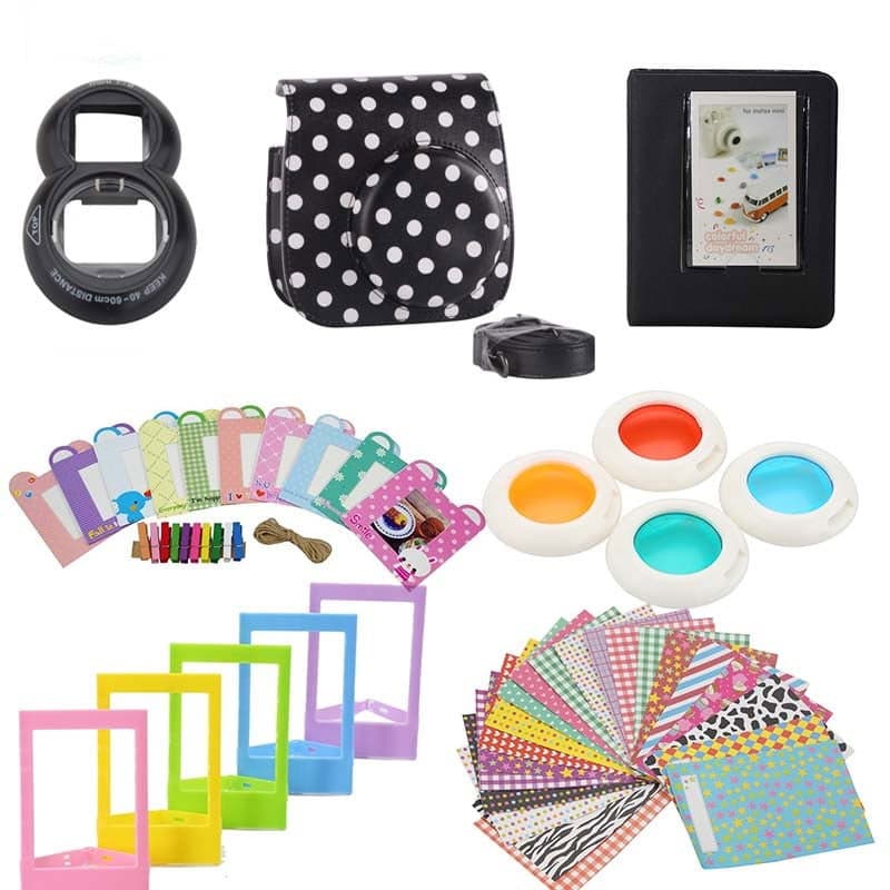 Jeu d'accessoires pour Fujifilm Instax Mini 8/9 - Noir Dotted