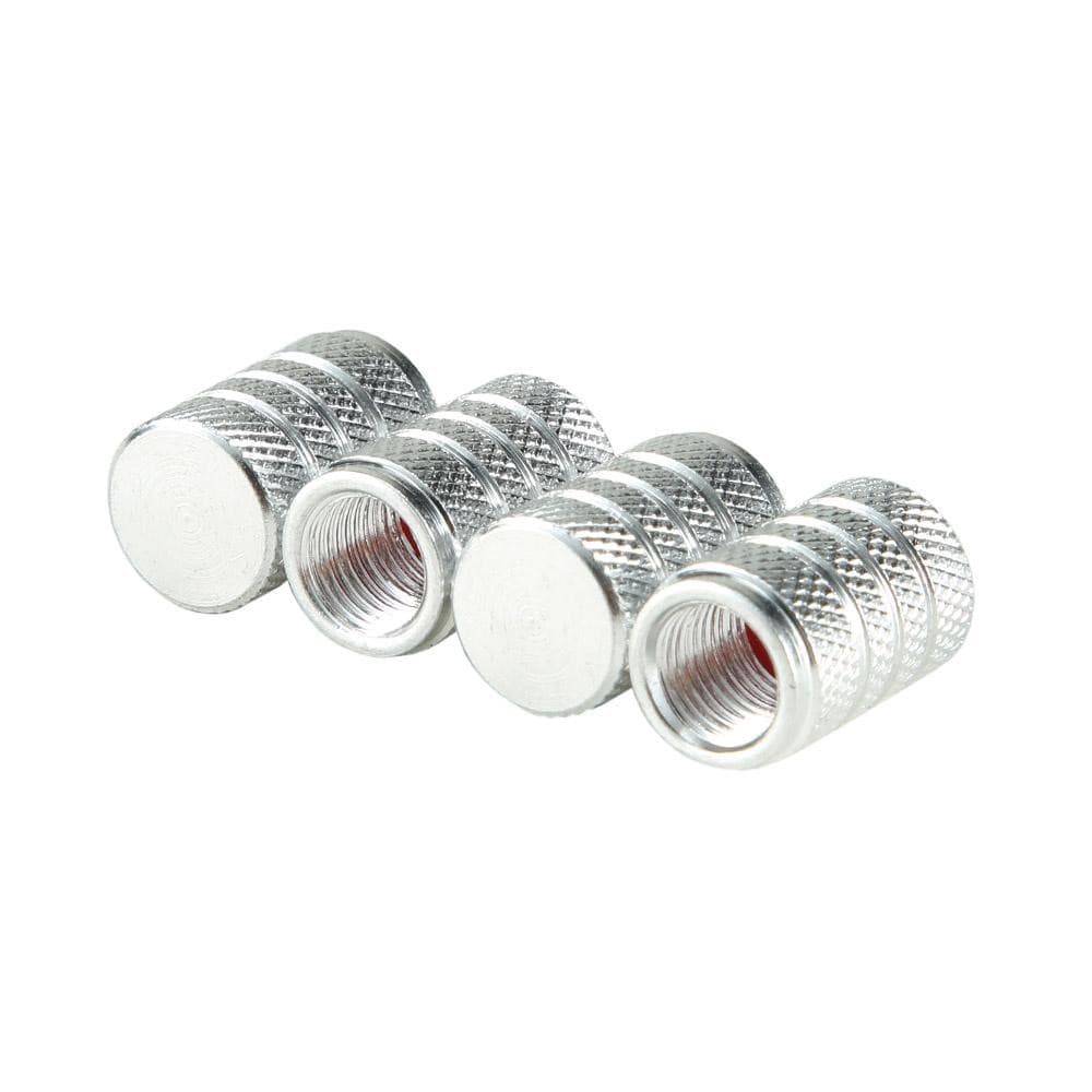 4x Bouchons de valve pour voiture, aluminium - argent