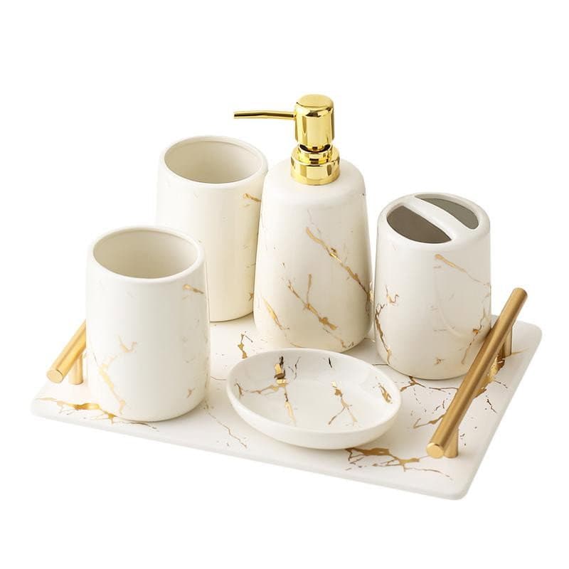 Set de salle de bain en 5 parties - Blanc