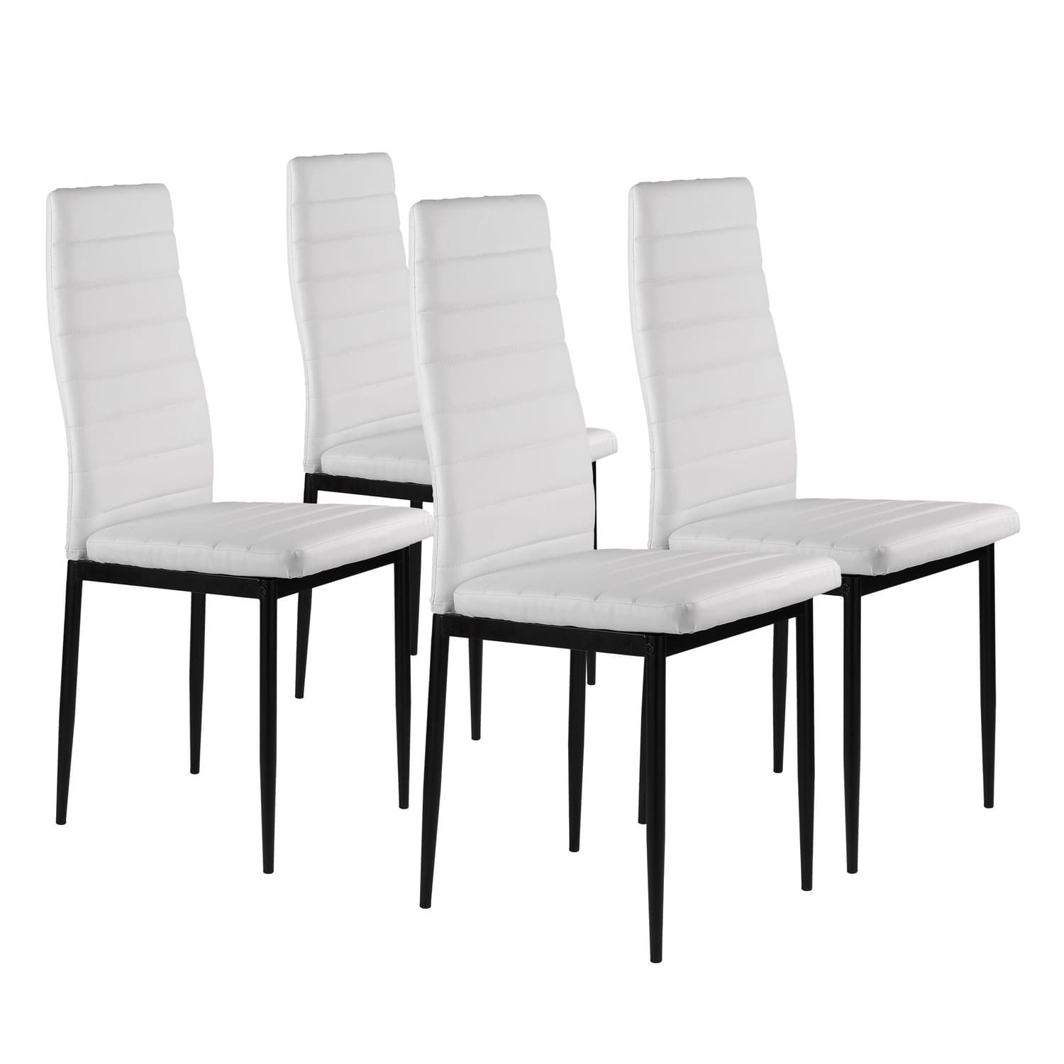 4x weiße gepolsterte Esszimmerstühle, modernes Design