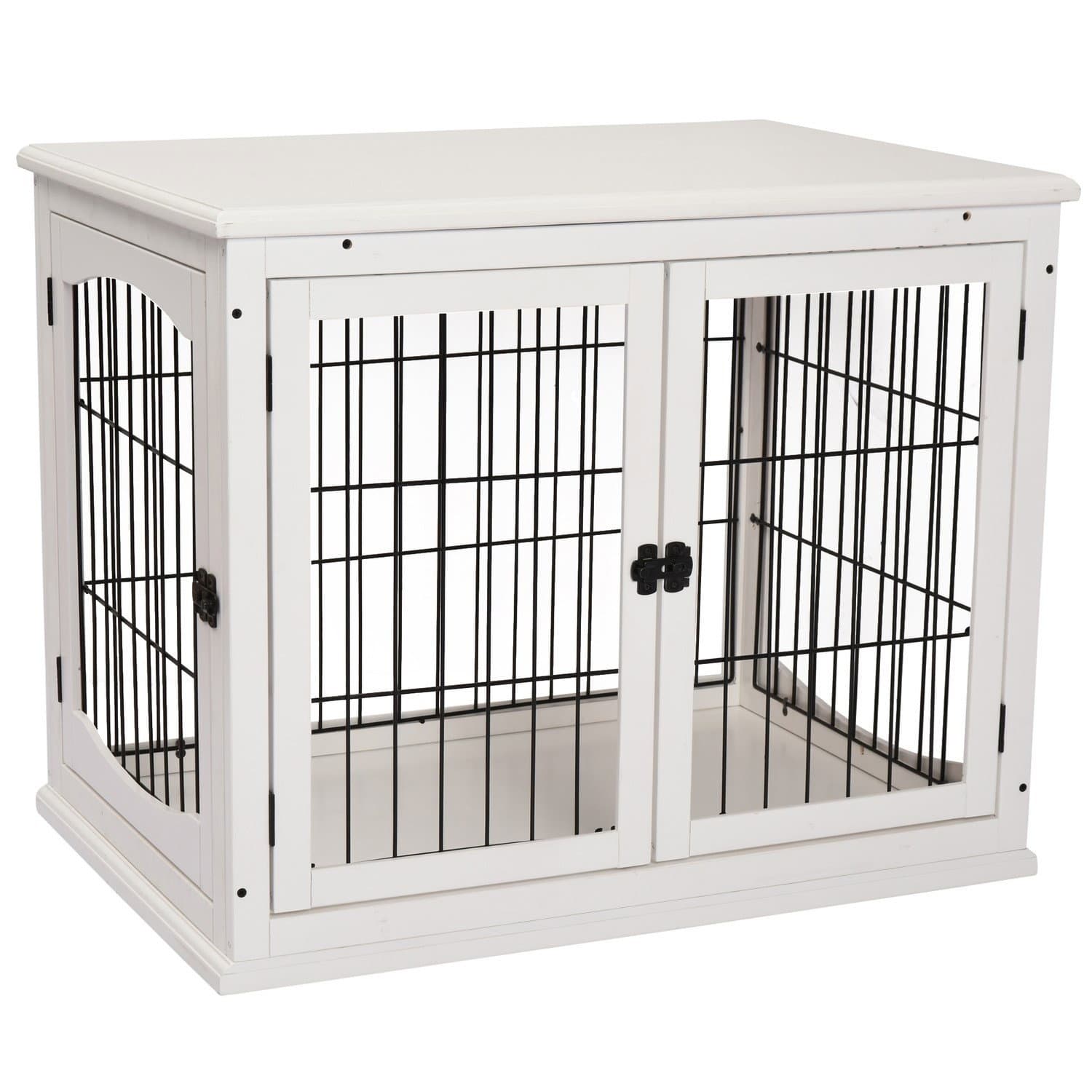 Niche pour chien en MDF/métal blanc pour usage intérieur