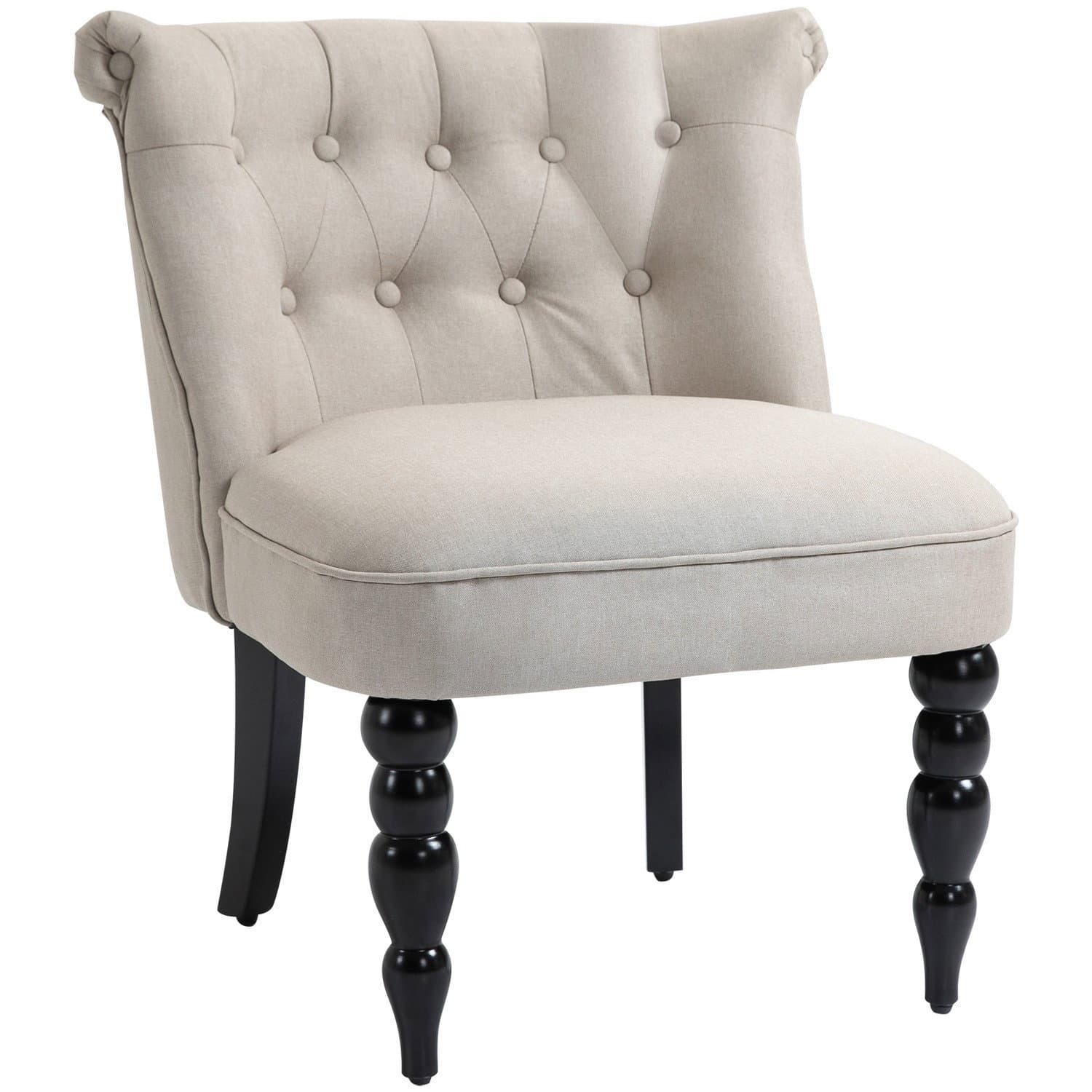 Fauteuil Relax Vintage en Lin Beige avec Cadre en Bois