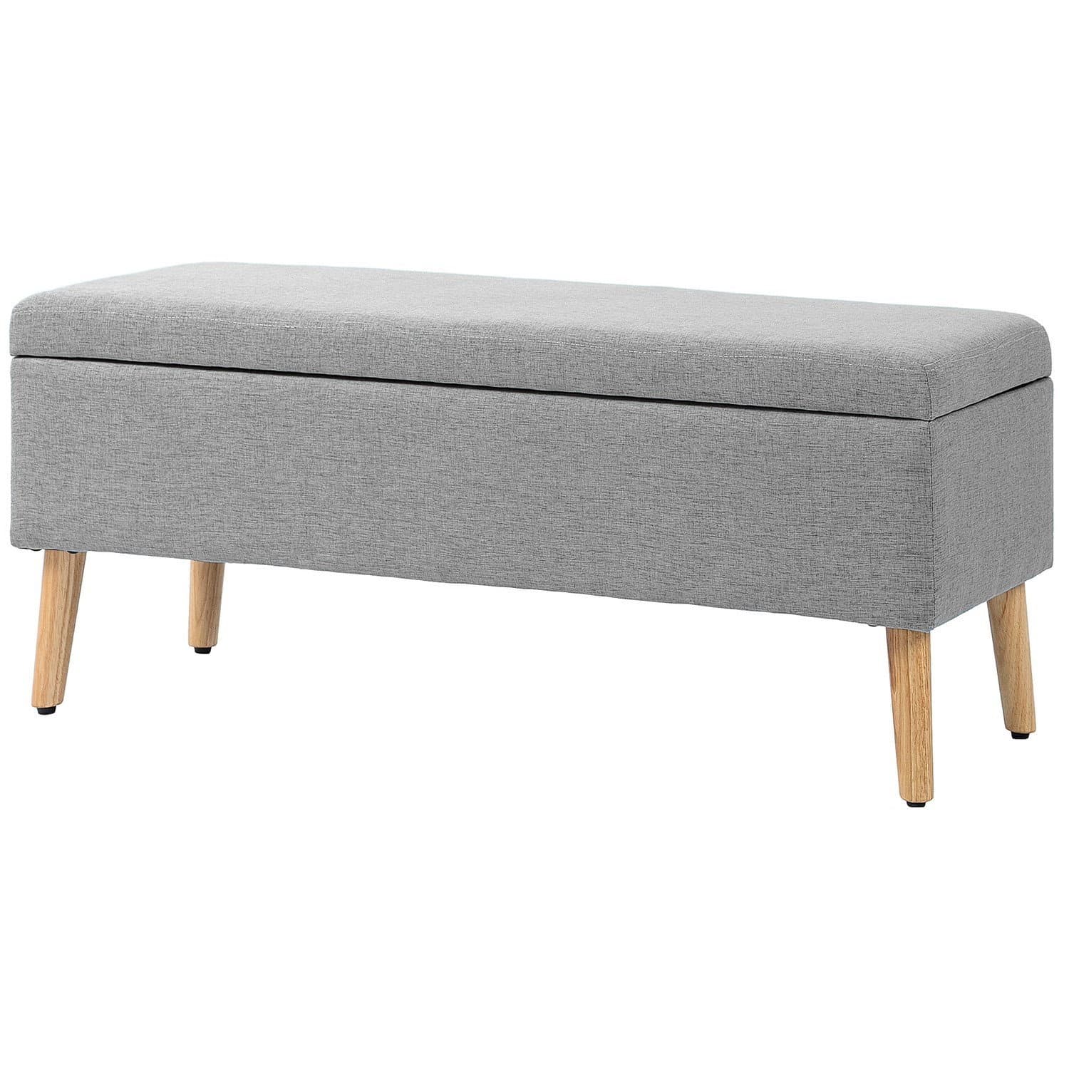 Graue gepolsterte Bettbank mit Stauraum, 110 x 39 x 45 cm