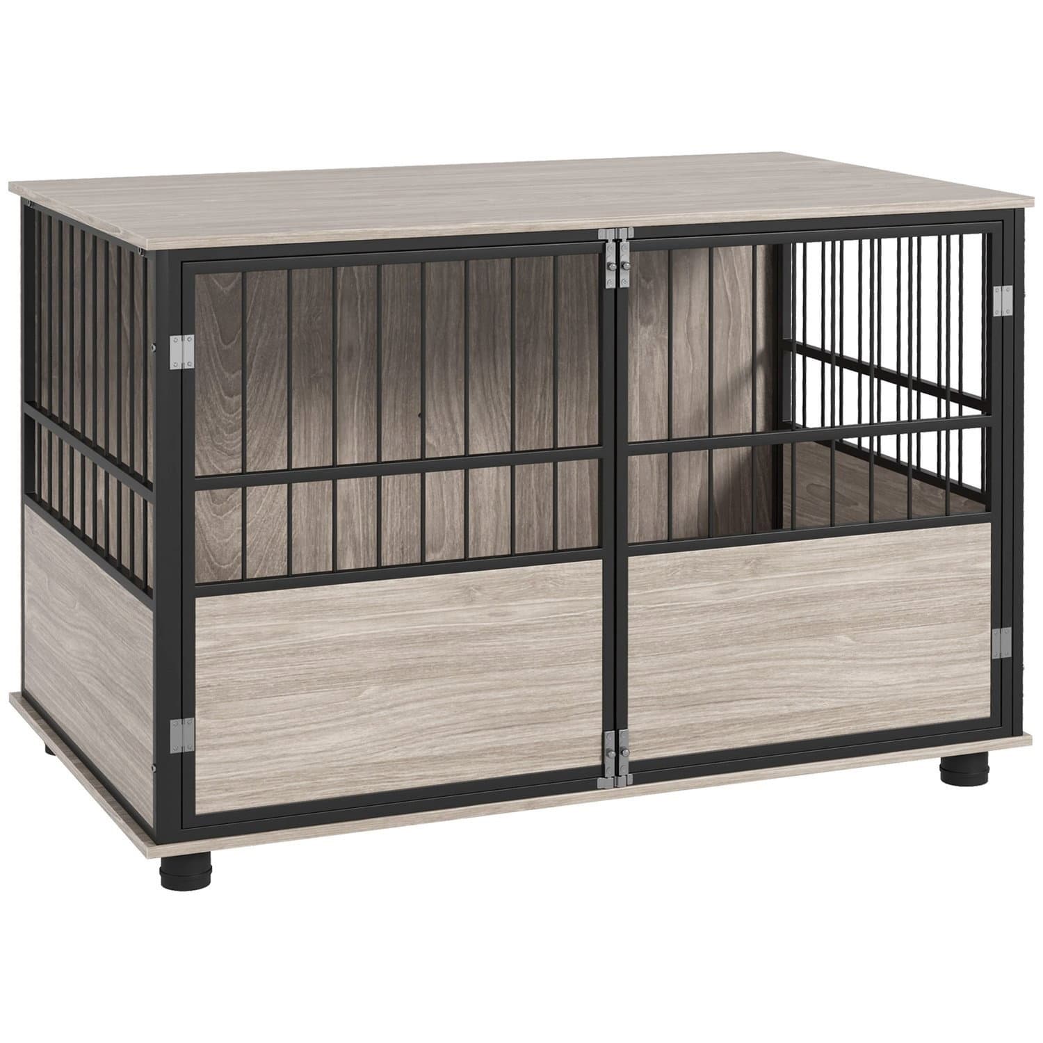 Cage pour chien en noyer antidérapante pour grands chiens