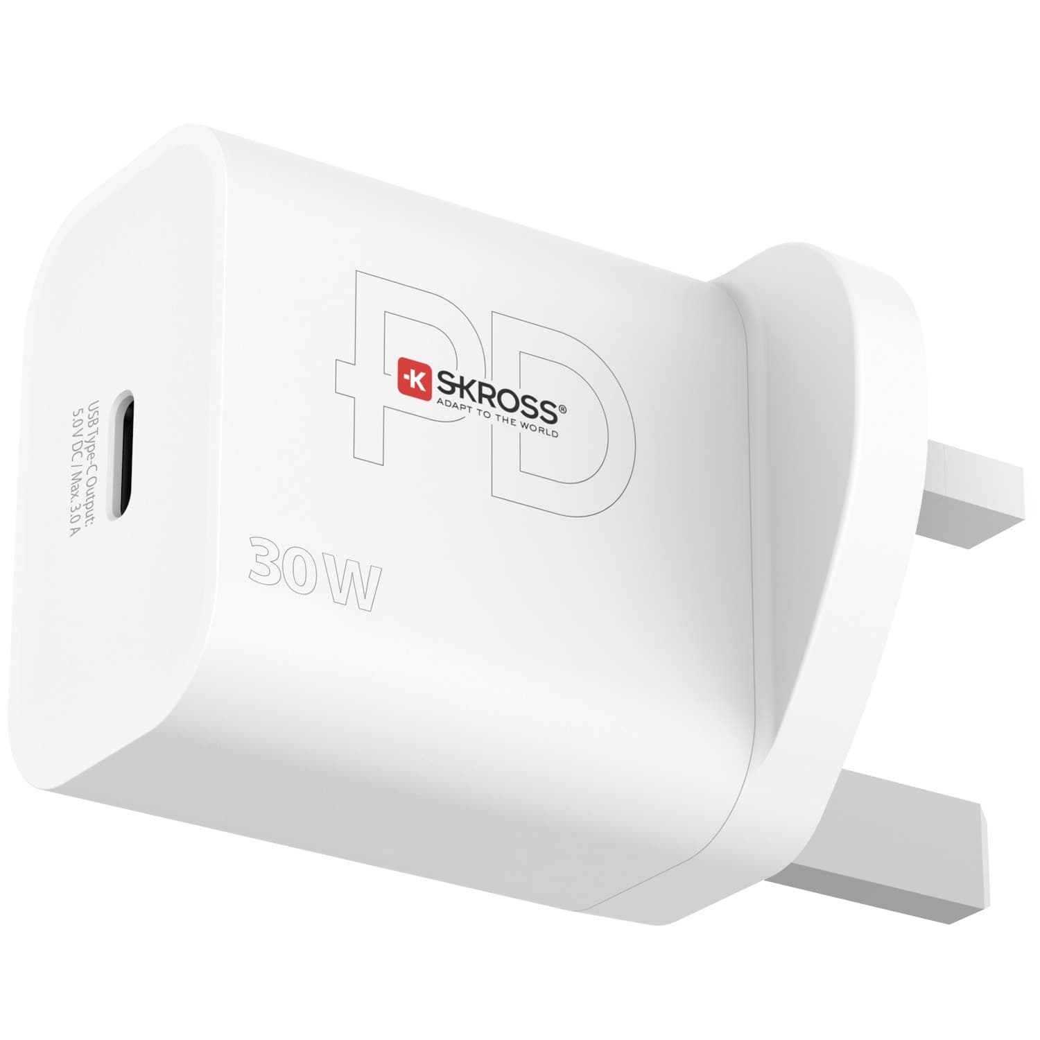 Caricabatterie da viaggio UK ecc. USB-C PD 30 W senza messa a terra