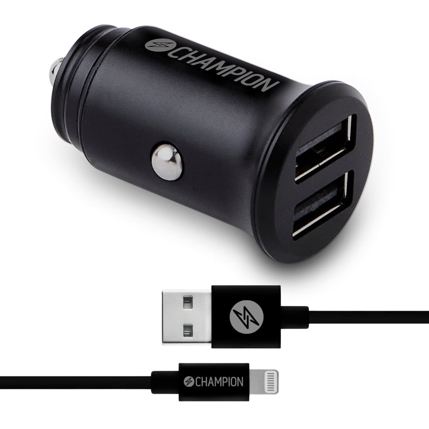 Caricabatteria da auto 24W + cavo da USB-A a Lightning Nero