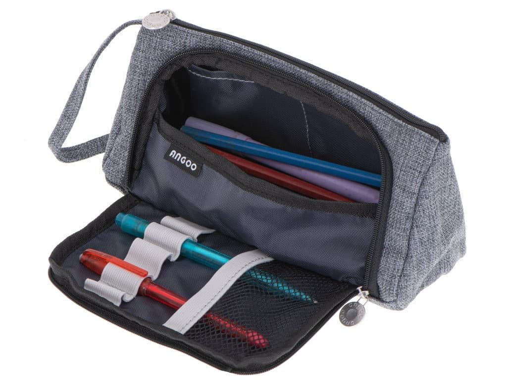 Graue multifunktionale Bleistift- und Make-up-Tasche, 22 x 7 x 10 cm