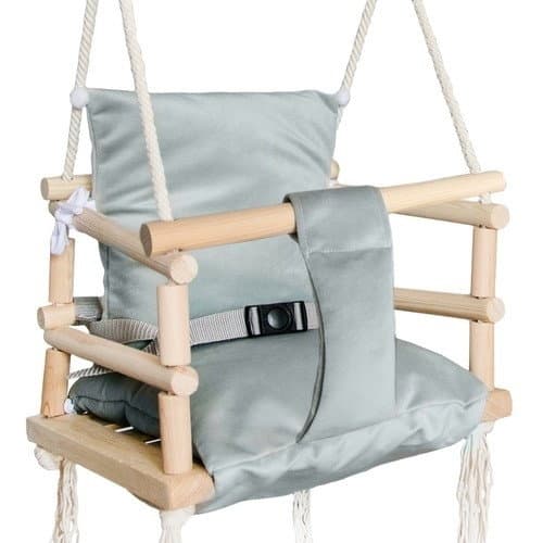 Graue Babyschaukel für den Innen- und Außenbereich aus Cleanaboo®