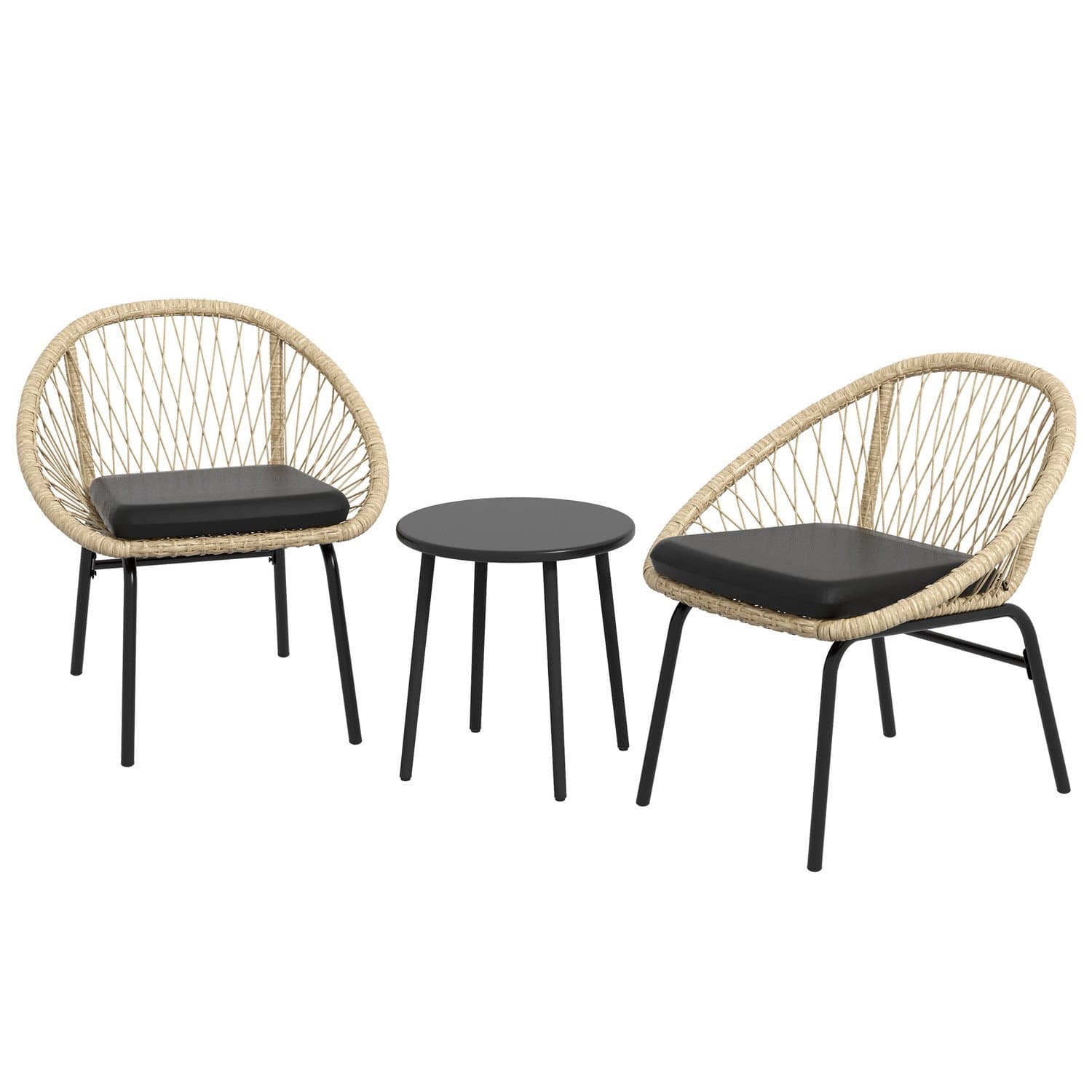 Set di mobili da giardino in rattan giallo con cuscini