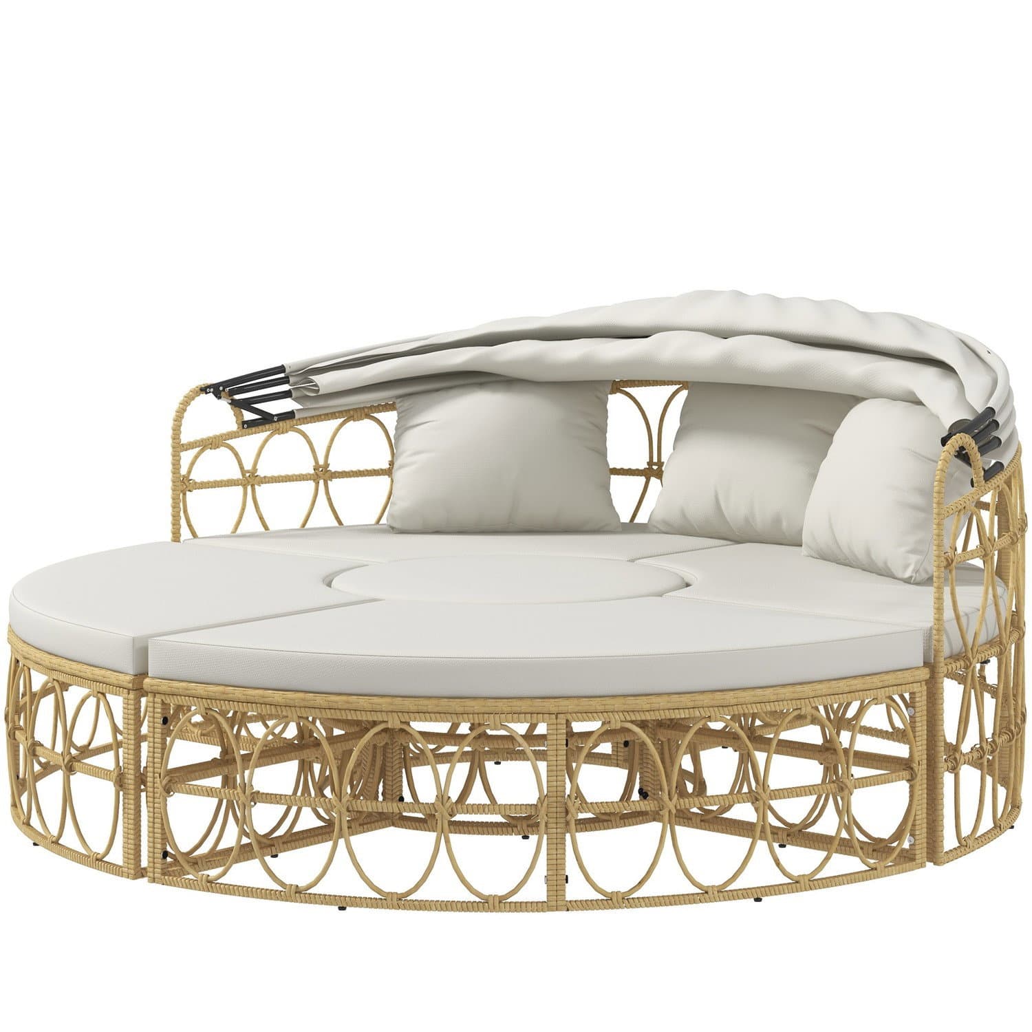 Set di mobili da giardino color crema con baldacchino