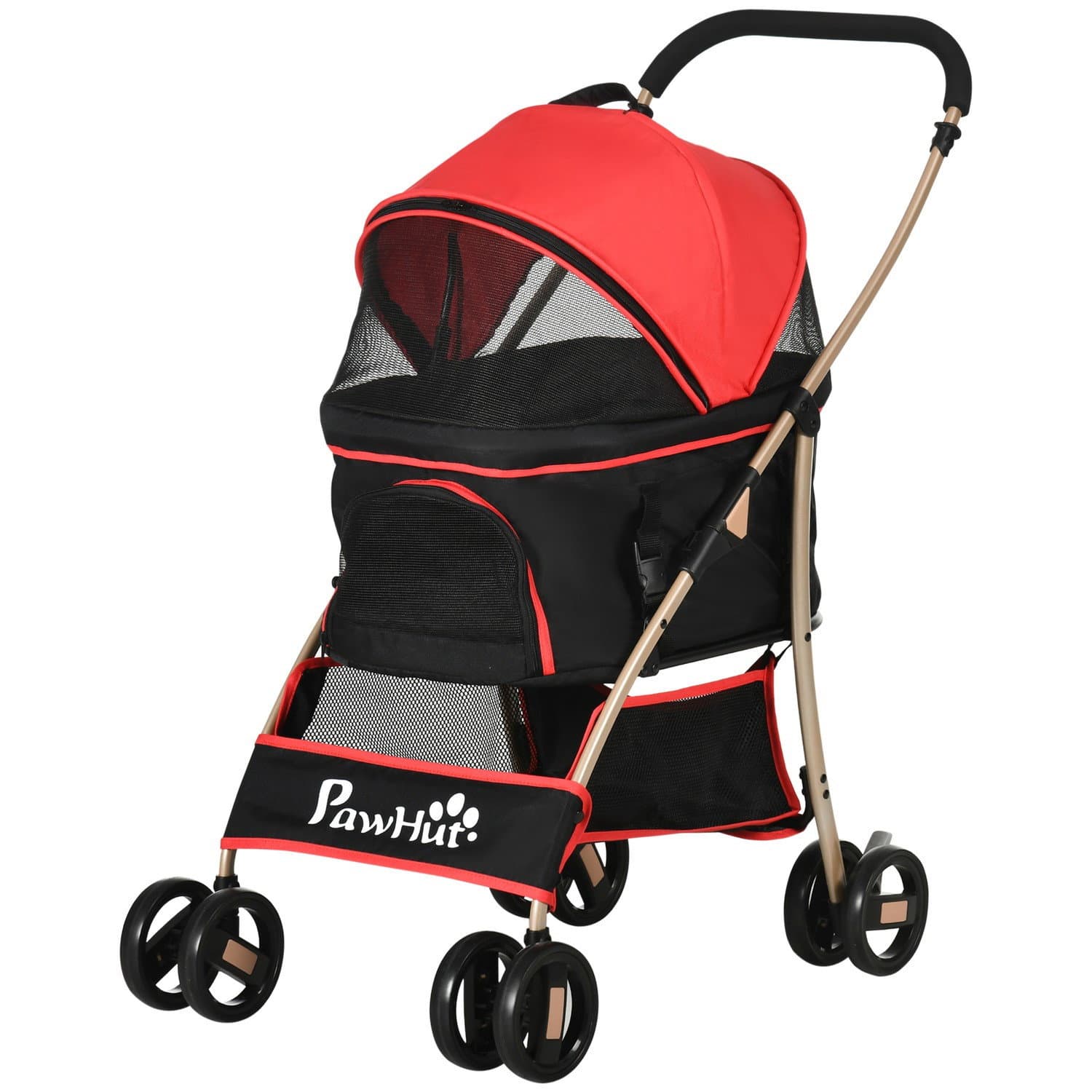 Passeggino per cani pieghevole 2 in 1 con cuscino e finestra in rete