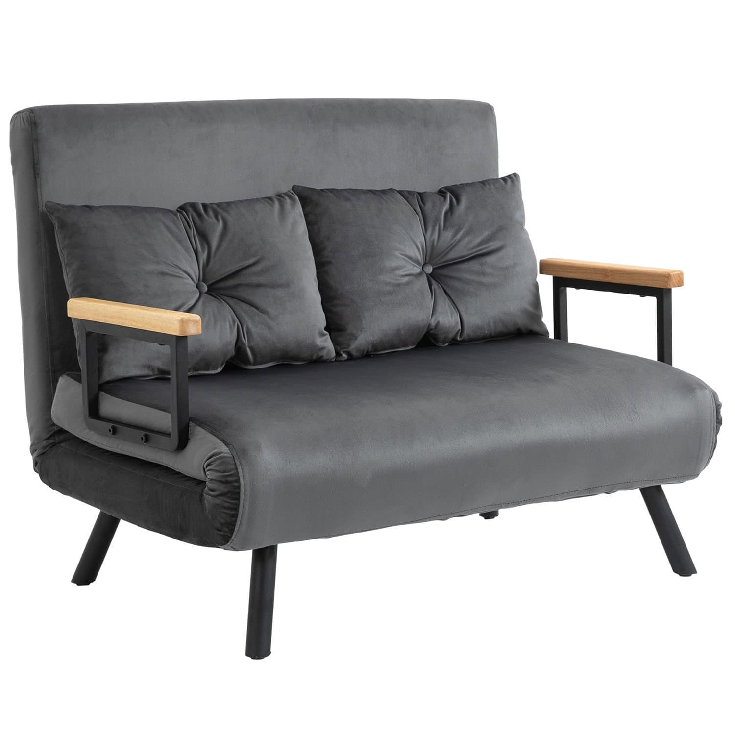 Dunkelgraues Schlafsofa mit Bettkasten und Samtoptik