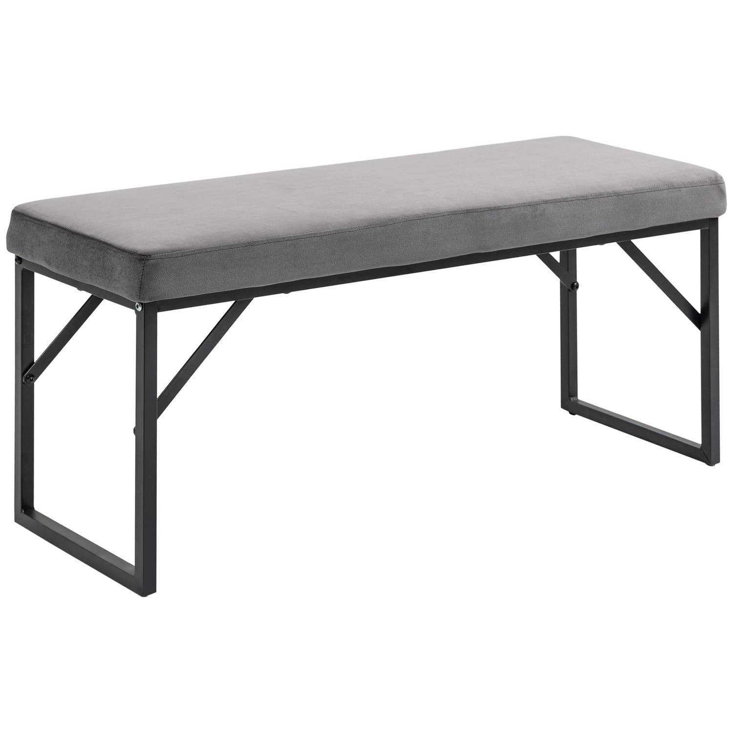 Banquette en velours gris foncé 115x46x49 cm Pour la maison