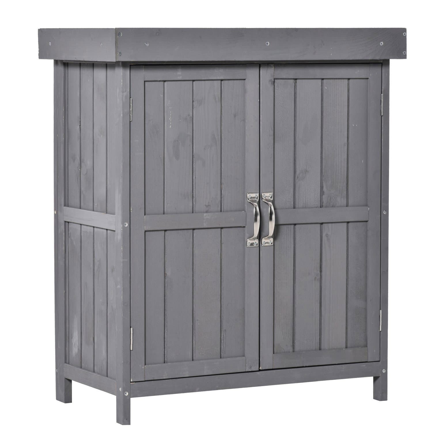 Wetterfester Gartenschrank aus Tannenholz, dunkelgrau