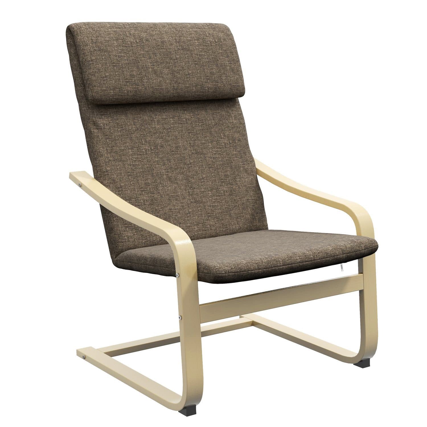 Chaise à bascule avec coussin aspect lin marron