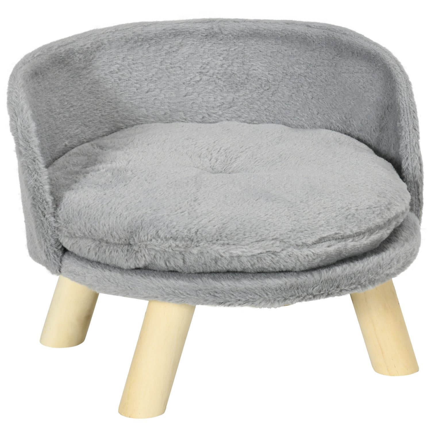 Canapé d'intérieur gris pour chien avec coussin et pieds antidérapants
