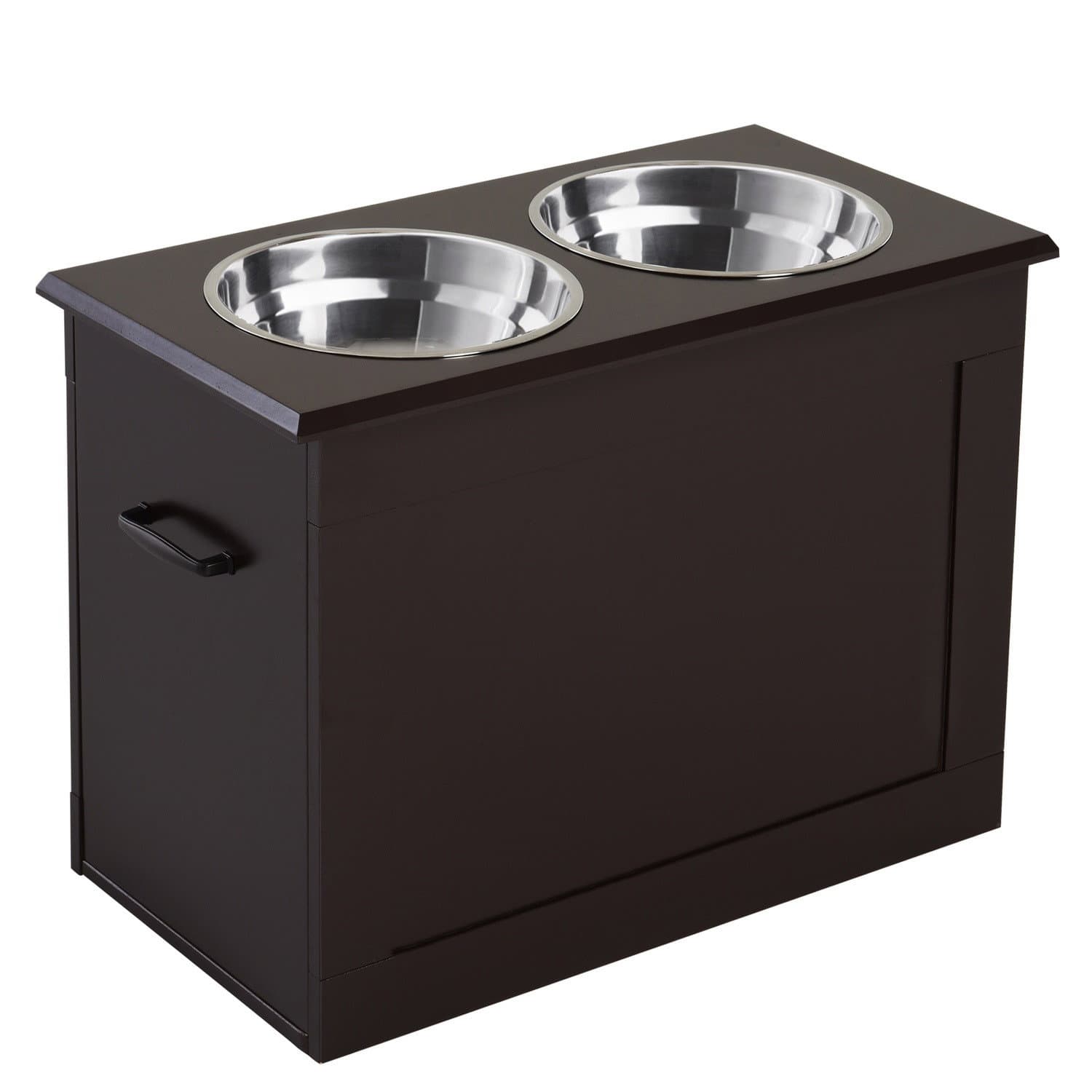 Station d'alimentation avec rangement et bols en inox