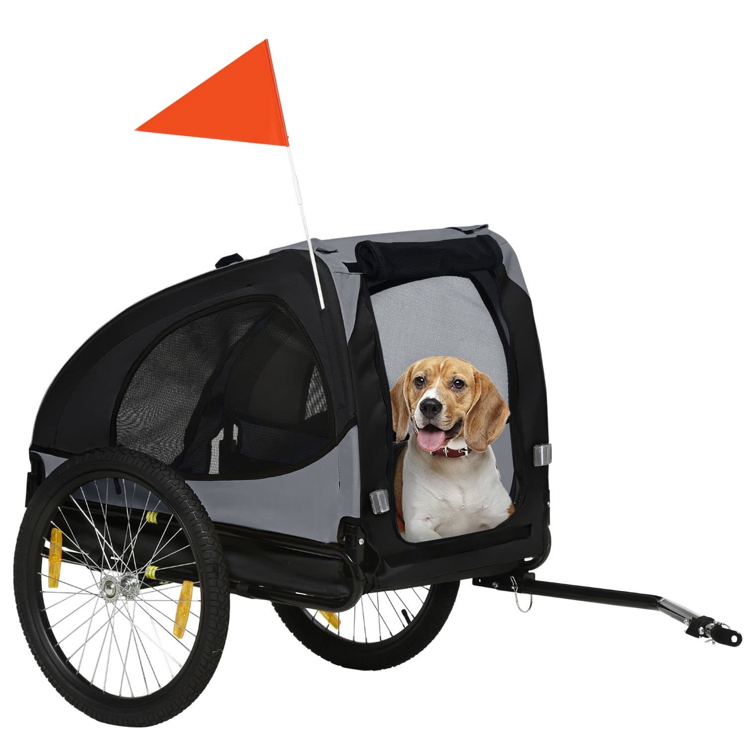 Carrello per bicicletta pieghevole per rimorchio per cani con rete e catarifrangenti