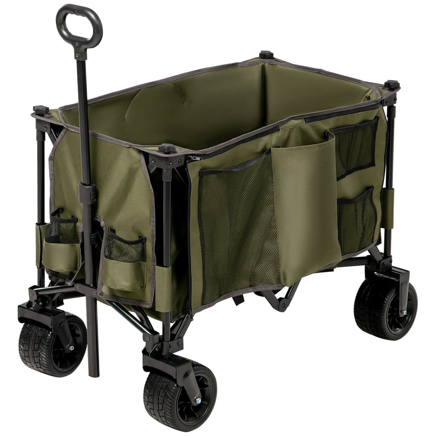 Chariot pliable vert avec poignée réglable