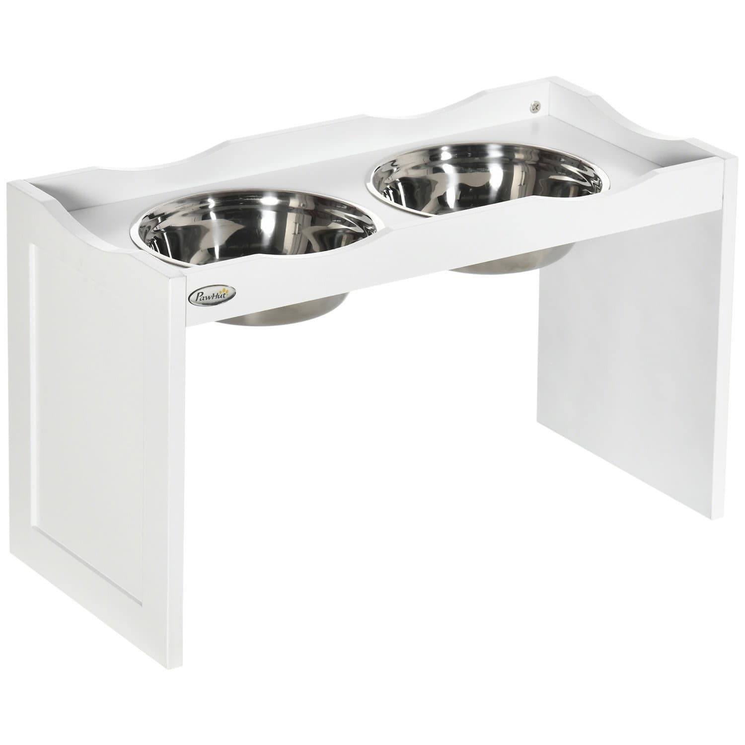 Ciotola per Cani Rialzata in Acciaio Inox 2x2L Bianca