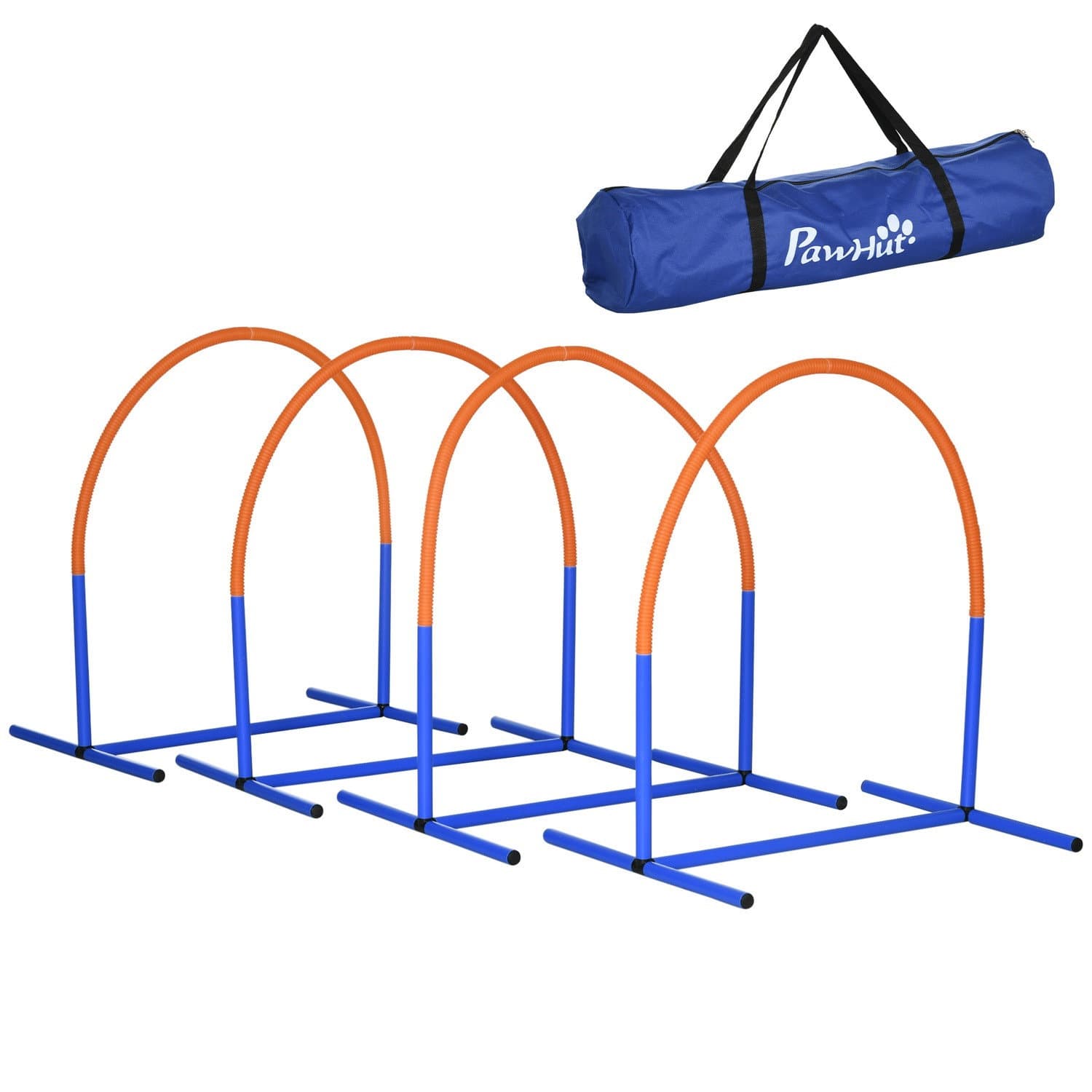 Ensemble d'agilité pour chien en 4 parties avec sac de transport - Bleu/Orange