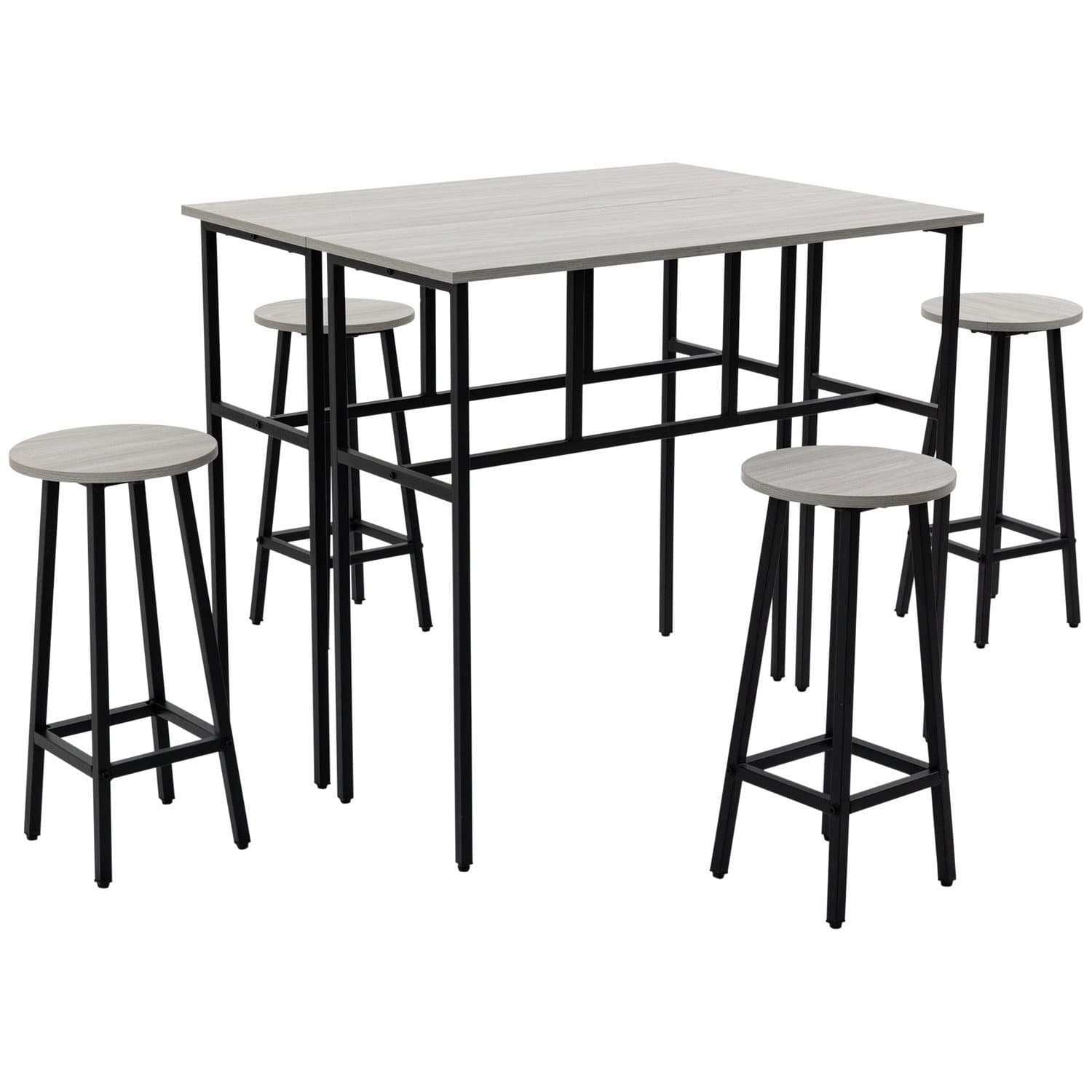 Set da pranzo dal design industriale, 6 pezzi, grigio/nero