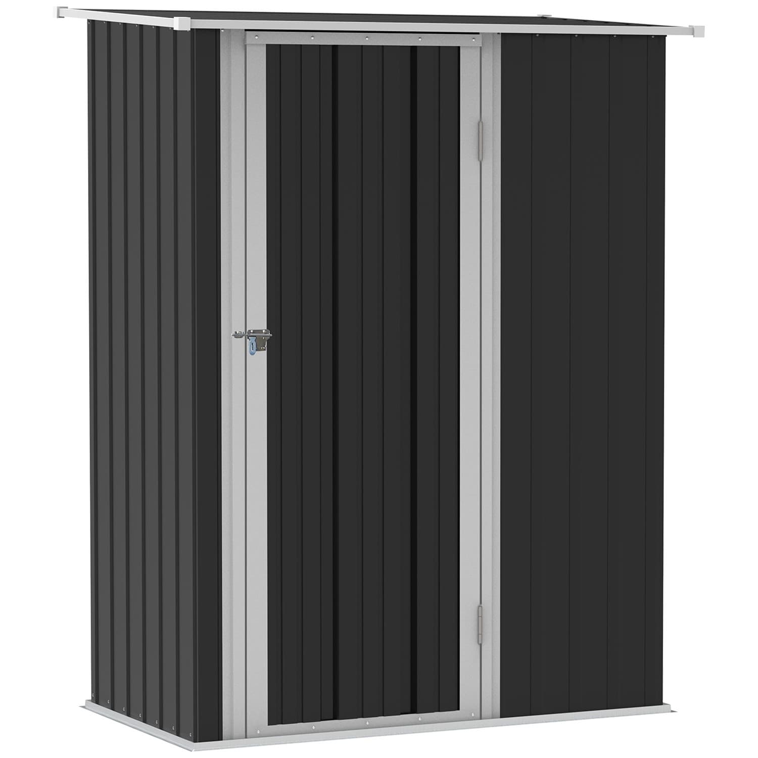 Abri à outils gris foncé en acier avec porte 142x84x189 cm