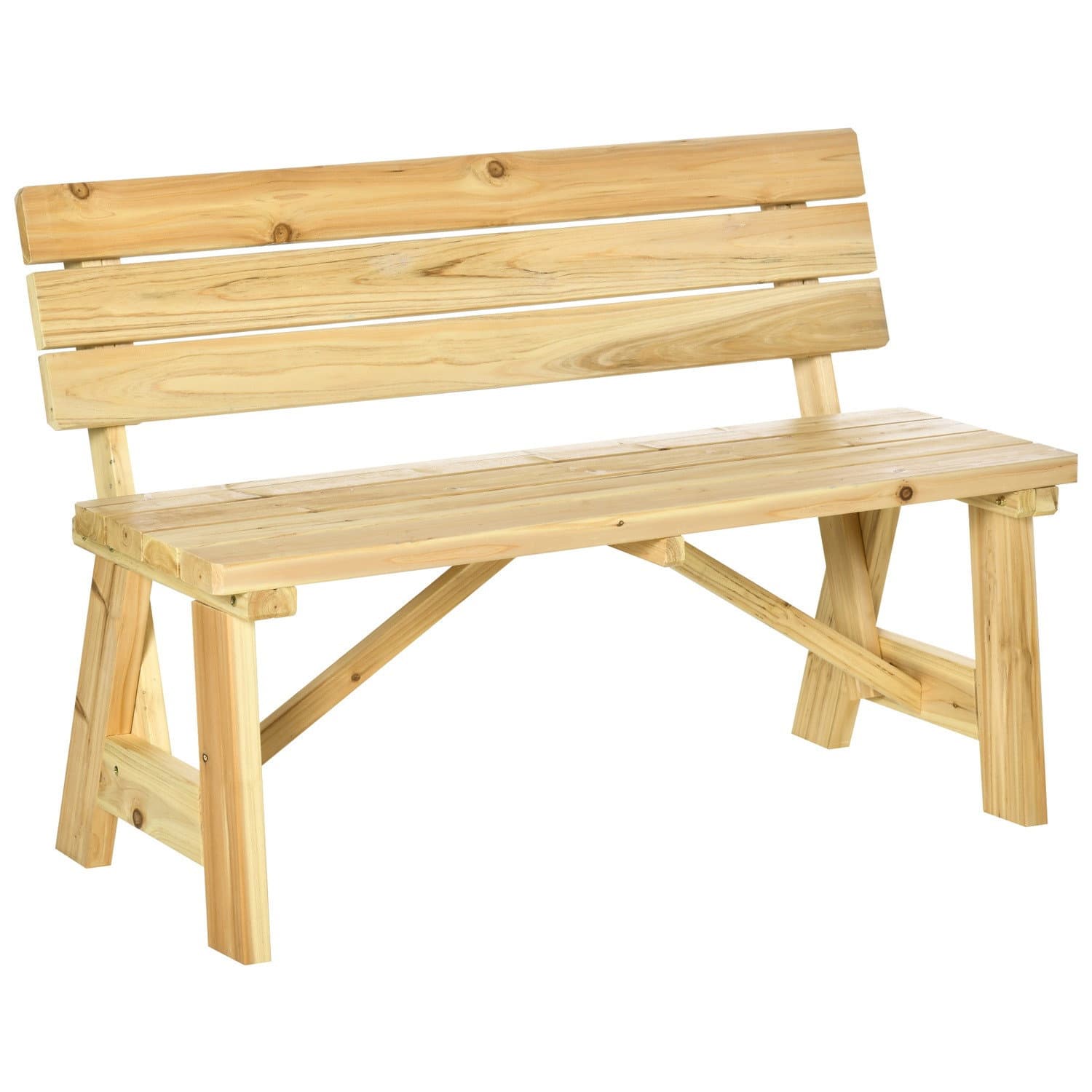 Banc de jardin 2 places en bois massif avec dossier