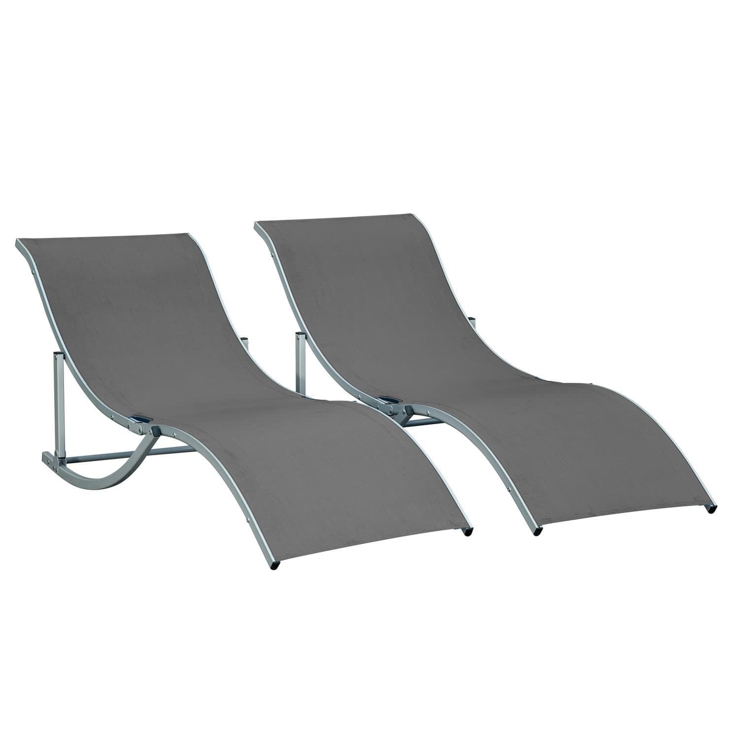 Set mit 2 dunkelgrauen ergonomischen Sonnenliegen