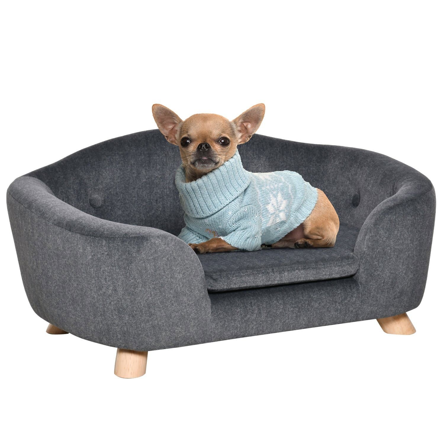 Canapé pour chien en peluche avec coussin et poche arrière