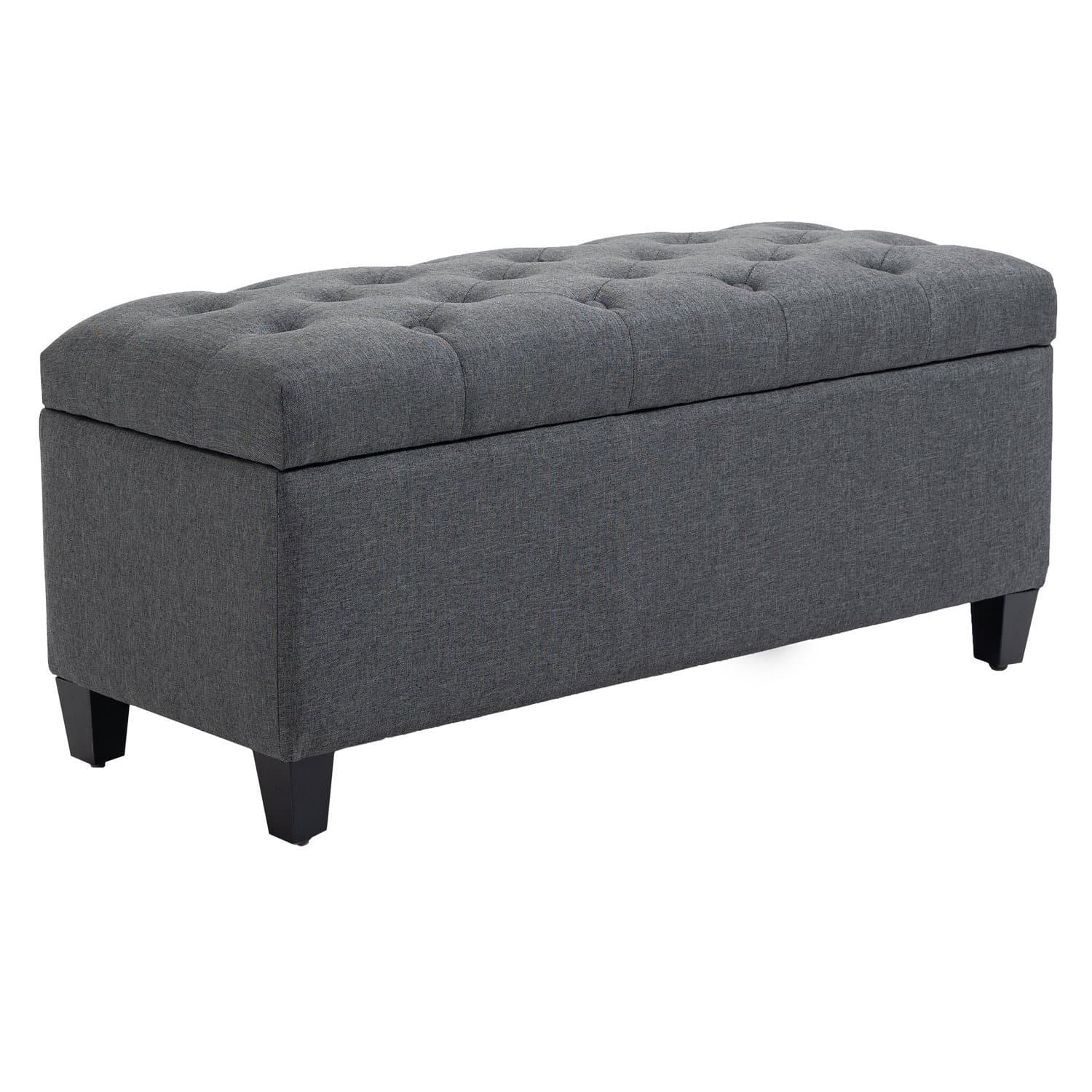Panca imbottita grigio scuro con contenitore 100x40x44 cm