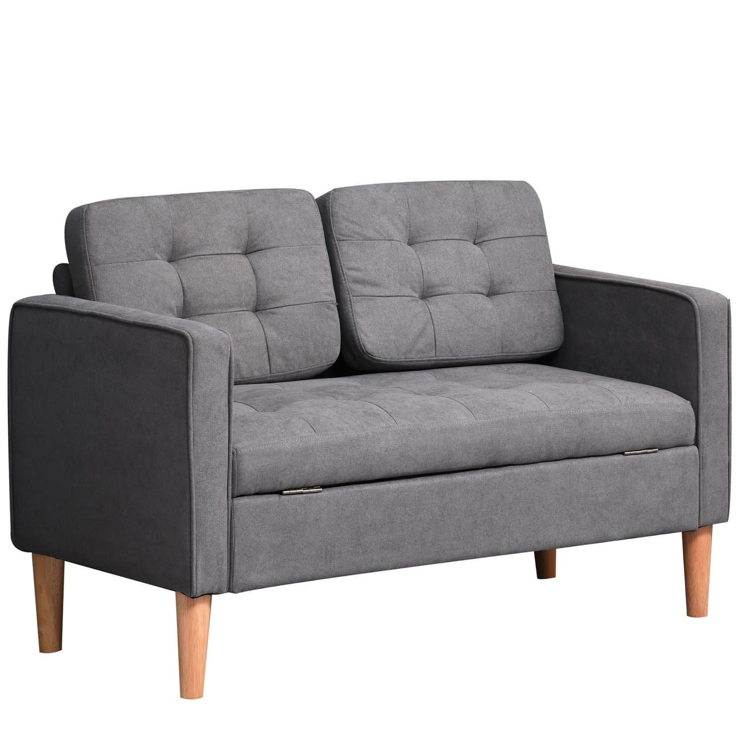 2-Sitzer-Stoffsofa mit abnehmbaren Kissen, Baumwollgrau