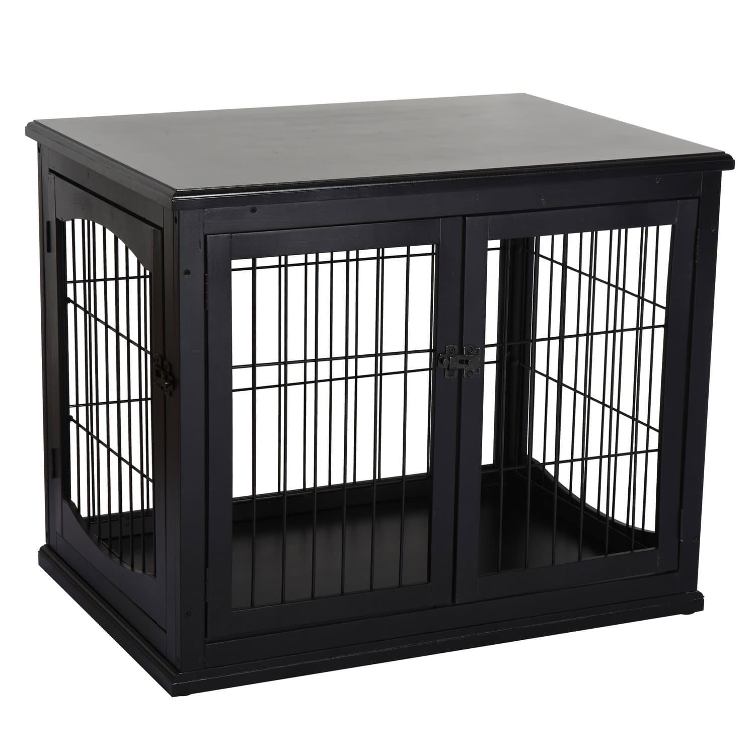 Schwarze Hundehütte mit Tischoberfläche, für den Innenbereich, 81 x 58,5 x 66 cm