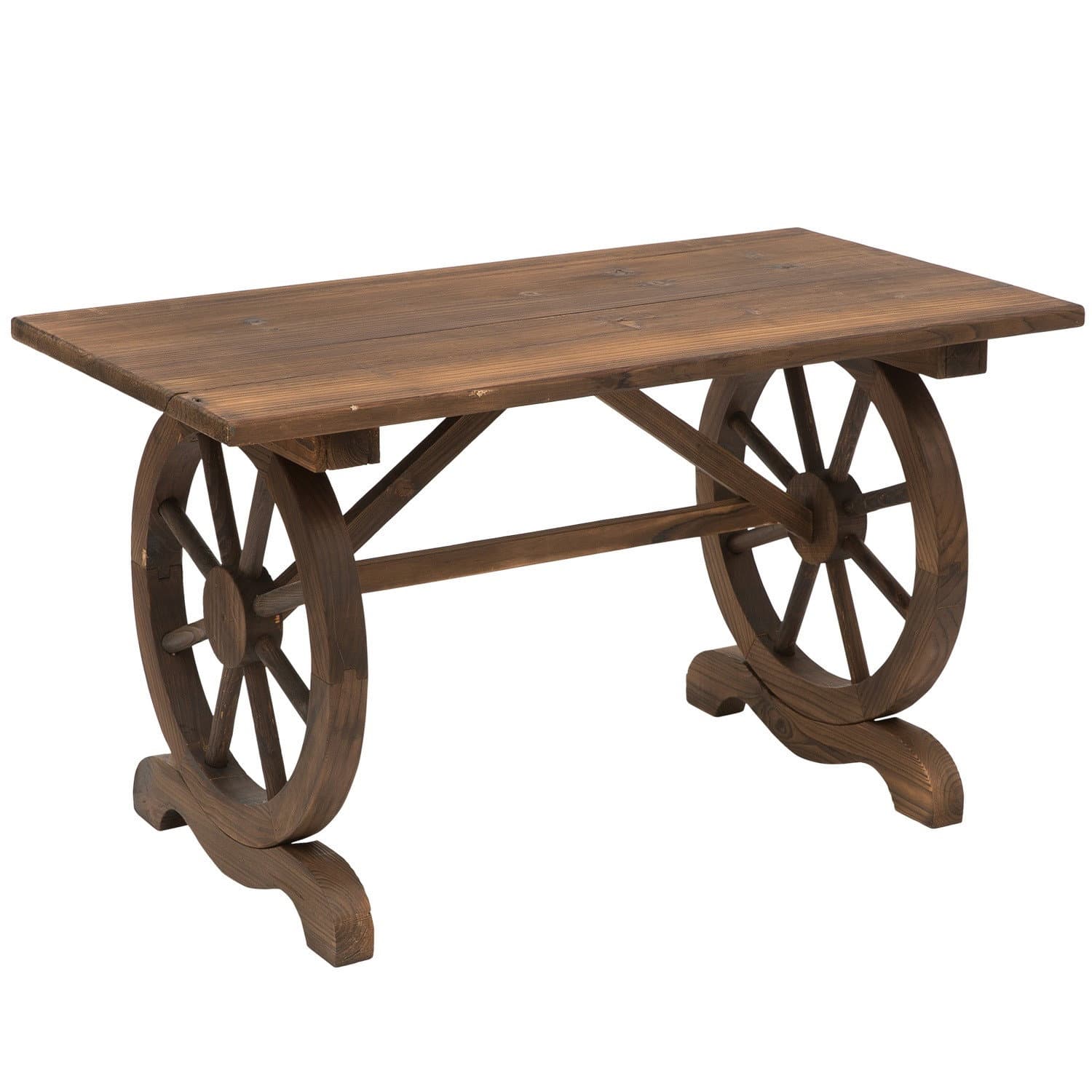 Tavolo da giardino in legno massello con ruote, 113x60x65 cm