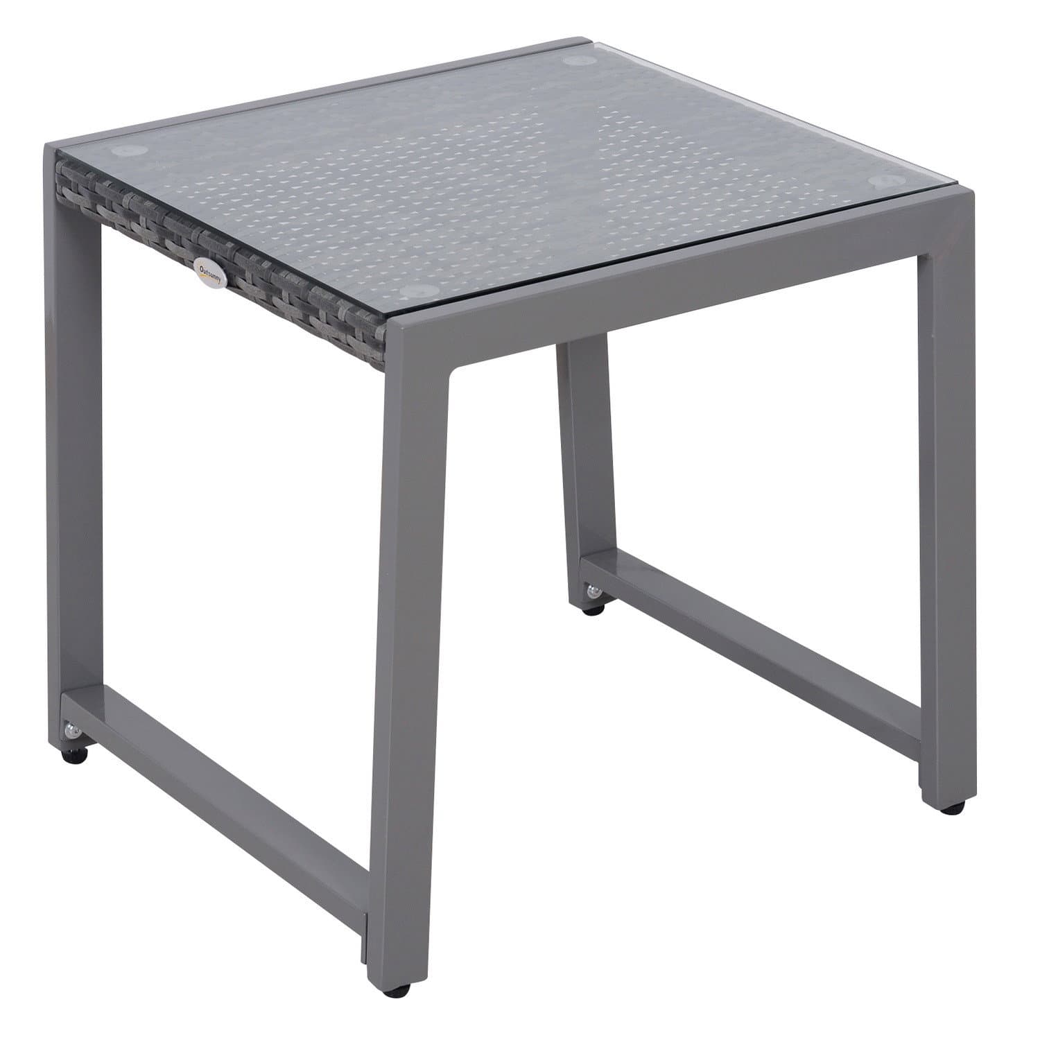 Garten-Beistelltisch aus Polyrattan mit Glas
