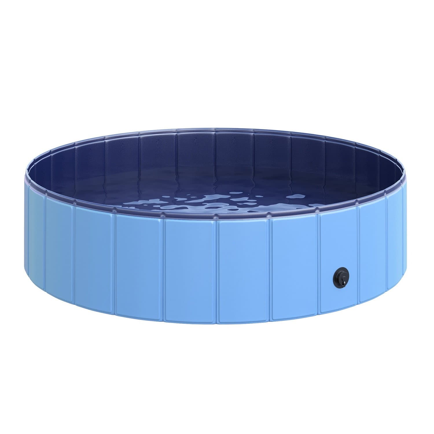 Grande Piscine pour Chiens en PVC Bleu + Bois, Ø120x30 cm